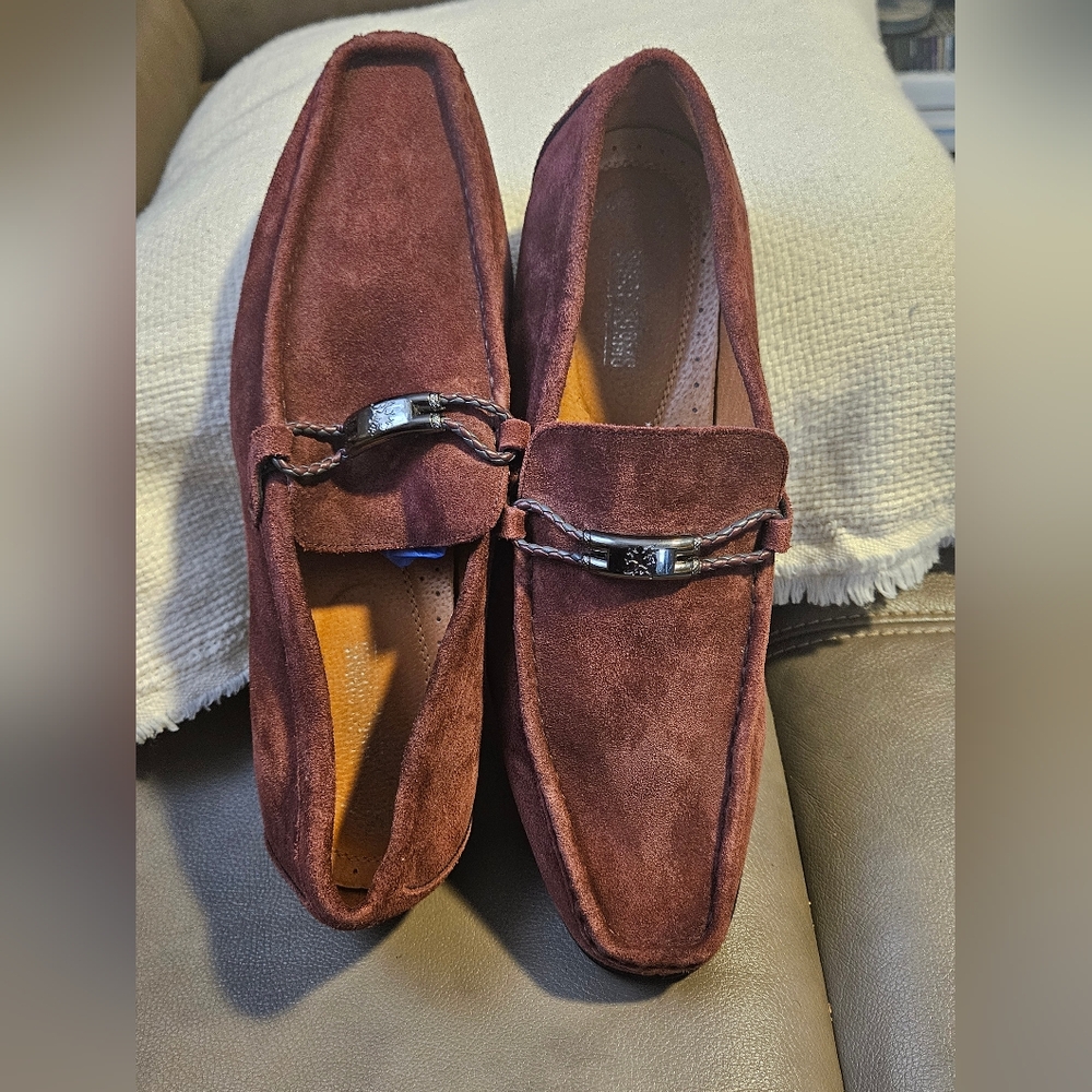 STACY ADAMS MEN Loafers Leather Suede Wine Color Size 11 - Picture 5 of 5